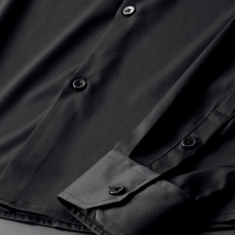Black Work Style Men's Satin Shirt - Picture 4 of 8
